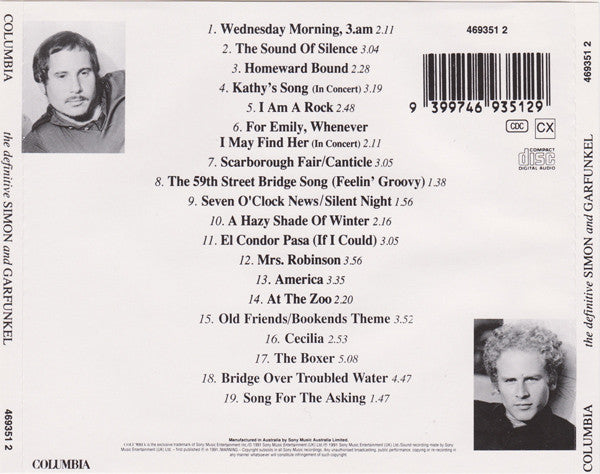 Simon And Garfunkel* : The Definitive Simon And Garfunkel (CD, Comp, RE, SME)