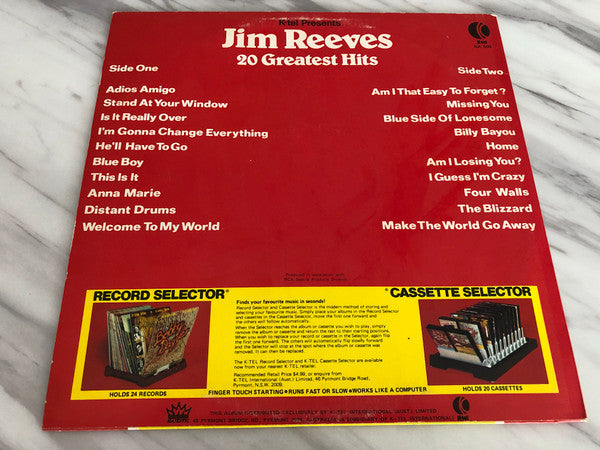 Jim Reeves : Jim Reeves 20 Greatest Hits (LP, Album, Comp)