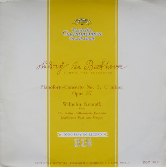 Ludwig van Beethoven – Wilhelm Kempff, Berliner Philharmoniker, Paul van Kempen : Pianoforte-Concerto No. 3, C Minor, Opus 37 (LP, Mono, Gat)