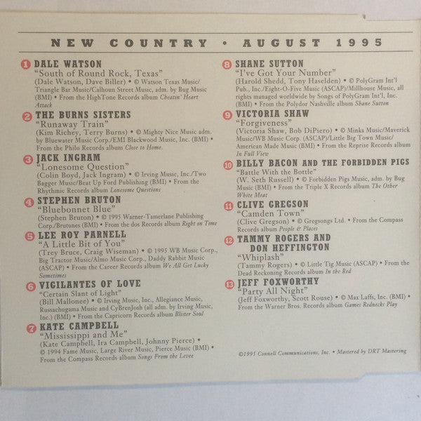 Various : New Country  August 1995 (CD, Comp)