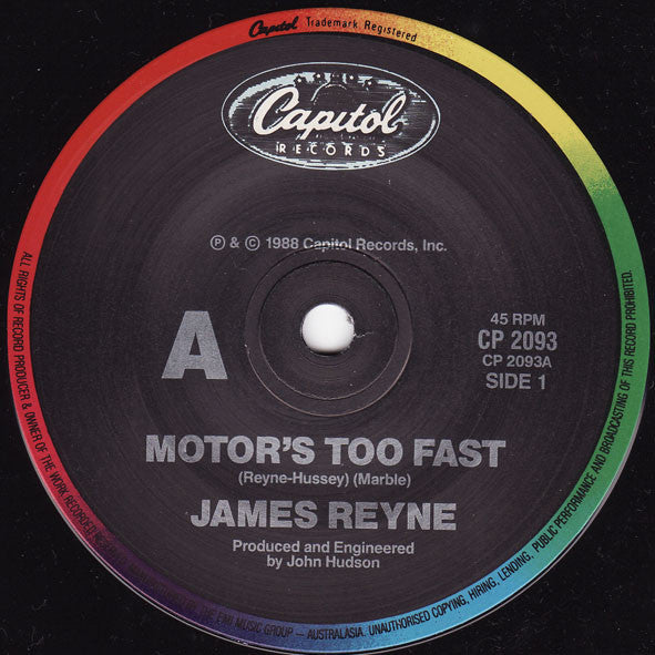 James Reyne : Motor's Too Fast (7", Single)