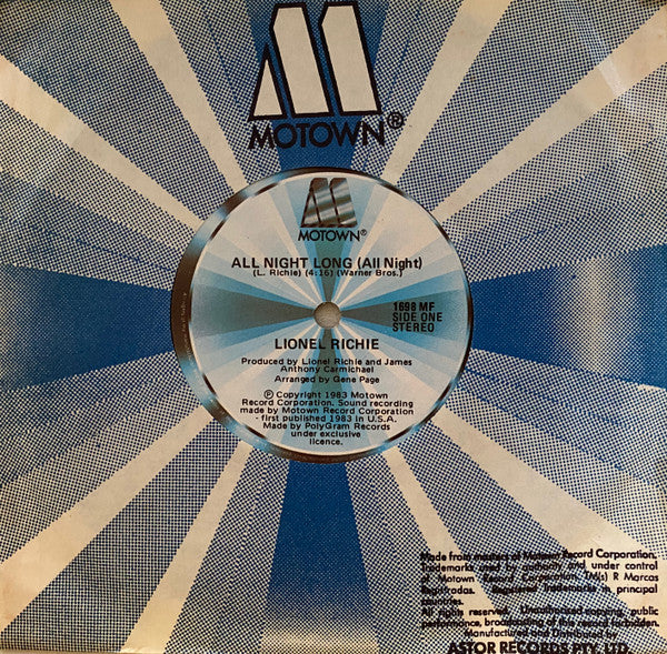 Lionel Richie : All Night Long (All Night) (7", Single)