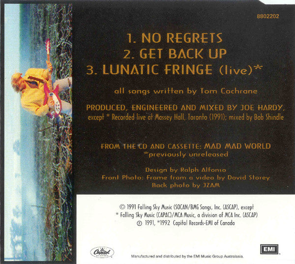 Tom Cochrane : No Regrets (CD, Single)