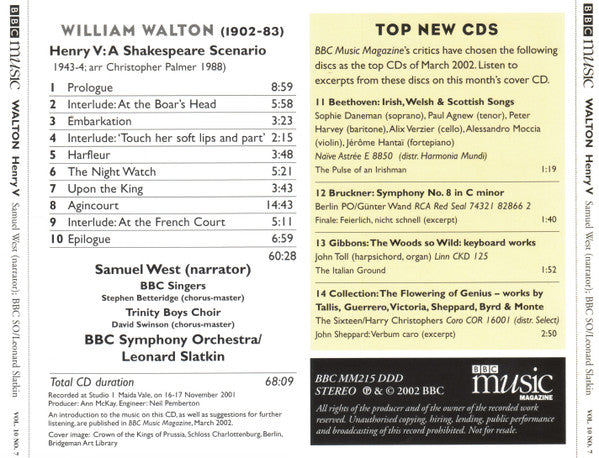 William Walton*, Samuel West, BBC Symphony Orchestra, Leonard Slatkin : Henry V (CD)