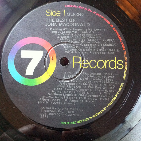 John MacDonald (7) : The Best Of John MacDonald (LP, Album)