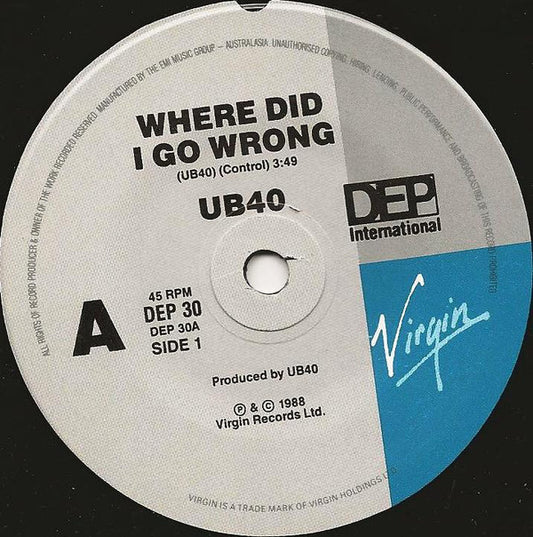 UB40 : Where Did I Go Wrong (7", Single)