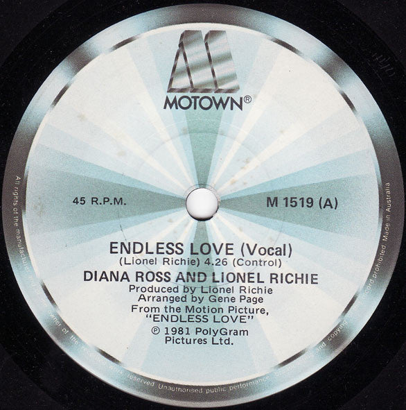 Diana Ross And Lionel Richie : Endless Love (7", Single)