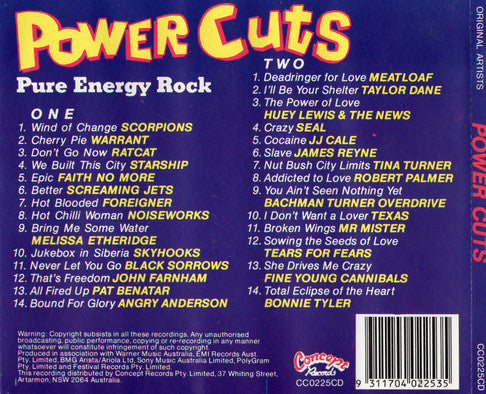 Various : Power Cuts - Pure Energy Rock (2xCD, Comp)
