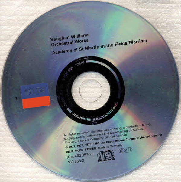 Ralph Vaughan Williams - Sir Neville Marriner, Sir Adrian Boult, Barry Wordsworth : Orchestral Works. Fantasia On Greensleeves / The Lark Ascending / Tallis Fantasia (2xCD, Comp, RE)