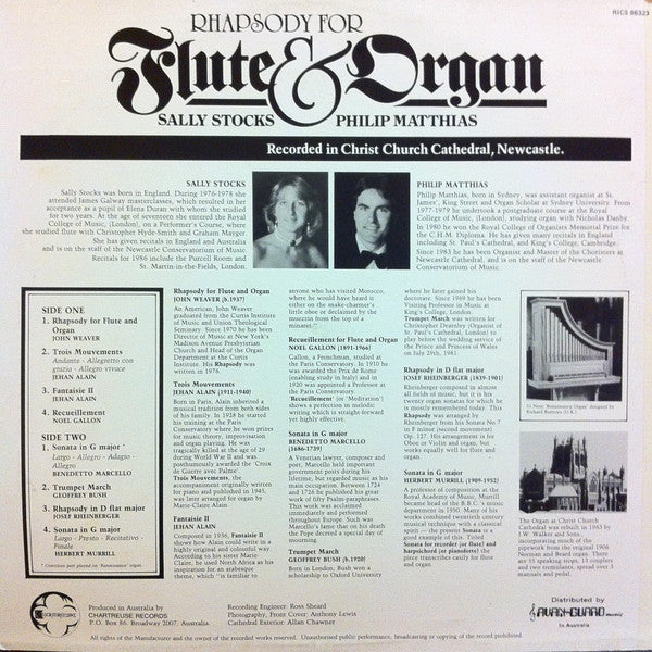 Sally Stocks, Philip Matthias : Rhapsody For Flute & Organ (LP, Album)