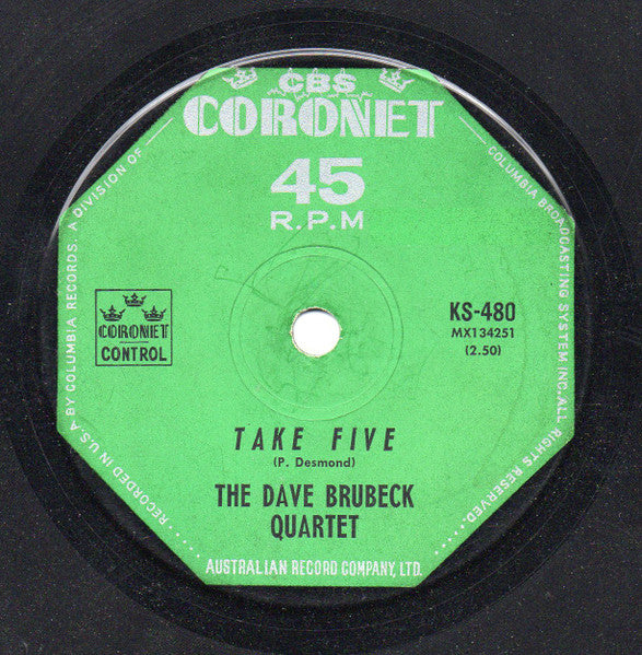 The Dave Brubeck Quartet : Take Five / Blue Rondo A La Turk (7", Single)