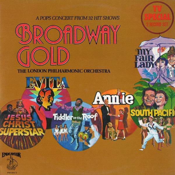 London Philharmonic Orchestra : Broadway Gold. A Pops Concert From 32 Broadway Shows (2xLP, Gat)