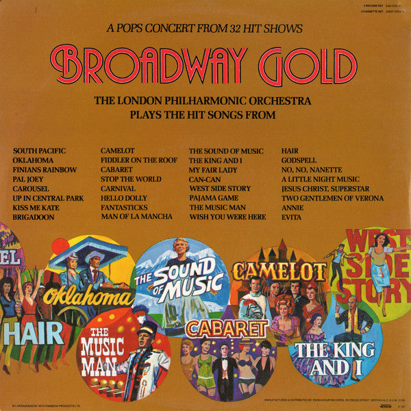 London Philharmonic Orchestra : Broadway Gold. A Pops Concert From 32 Broadway Shows (2xLP, Gat)