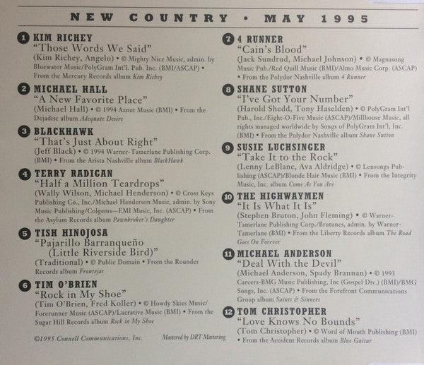 Various : New Country - May 1995 (CD, Comp)