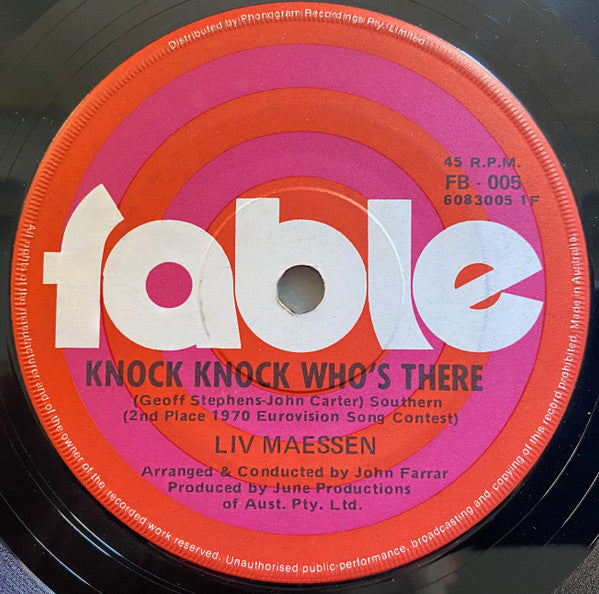 Liv Maessen : Knock Knock Who's There (7", Single)