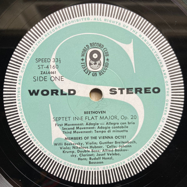 Beethoven*, Members Of The Vienna Octet* : Septet Op.20 (LP, Album, Club)