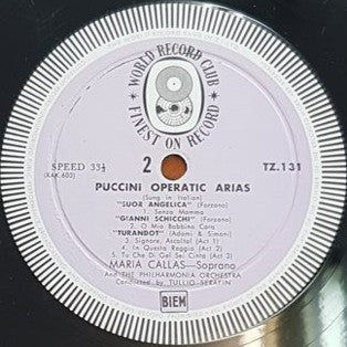 Giacomo Puccini / Maria Callas : Maria Callas Sings Puccini (LP, Album, Mono, Club)