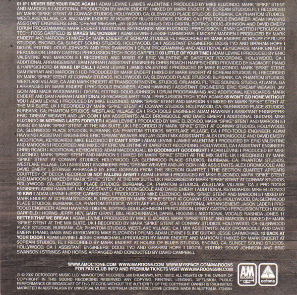Maroon 5 : It Won't Be Soon Before Long (CD, Album)