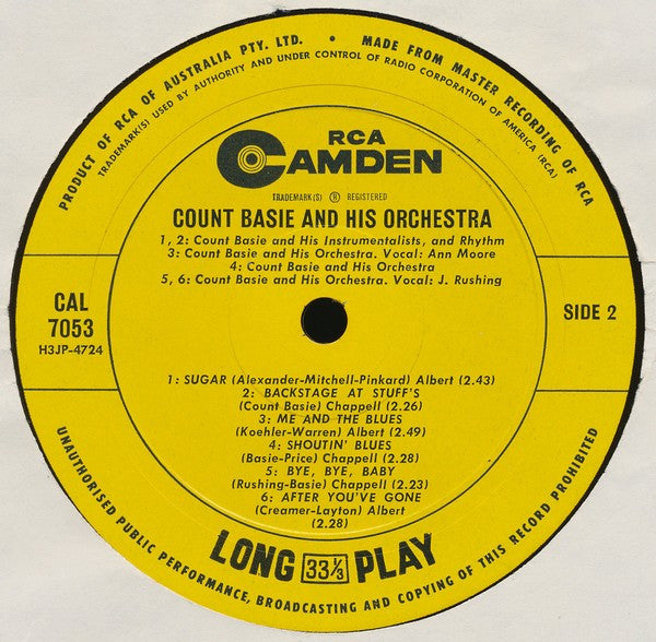 Count Basie Orchestra : The Count (LP, Album, Mono)