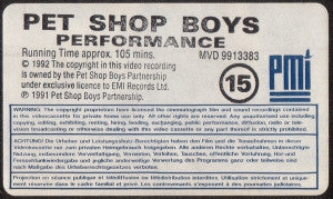 Pet Shop Boys : Performance (VHS, PAL)