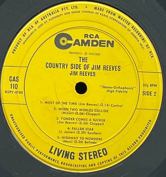 Jim Reeves : The Country Side Of Jim Reeves (LP, Album)
