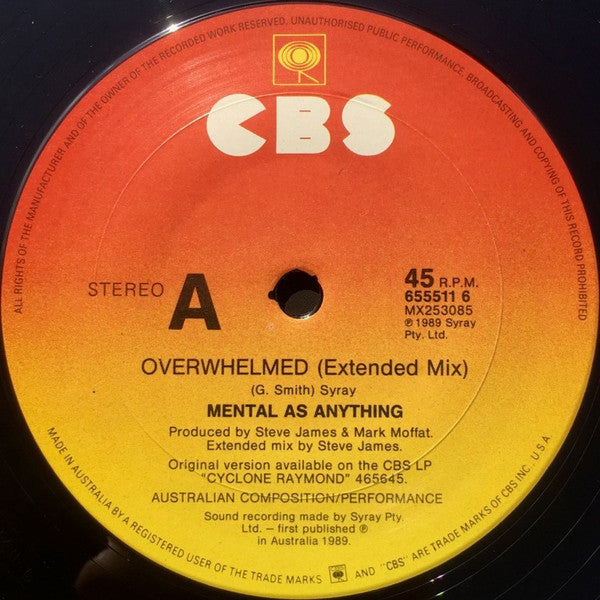 Mental As Anything : Overwhelmed (12", Maxi)
