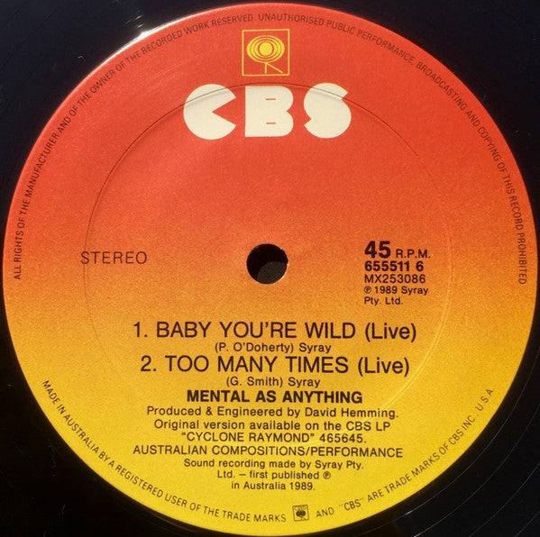 Mental As Anything : Overwhelmed (12", Maxi)