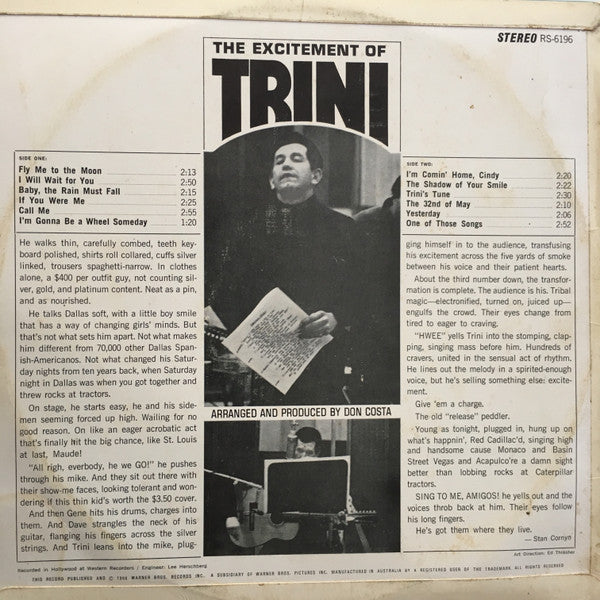 Trini Lopez : Trini (LP, Album, RE)