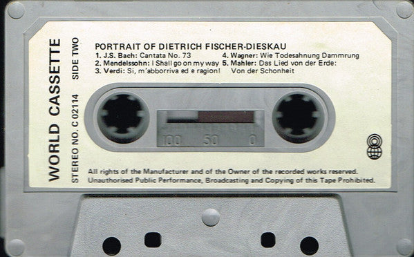 Dietrich Fischer-Dieskau : Portrait Of Dietrich Fischer-Dieskau (Cass, Comp, Club)