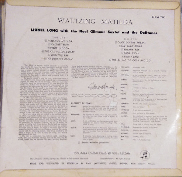 Lionel Long : Waltzing Matilda (LP, Album, Mono)