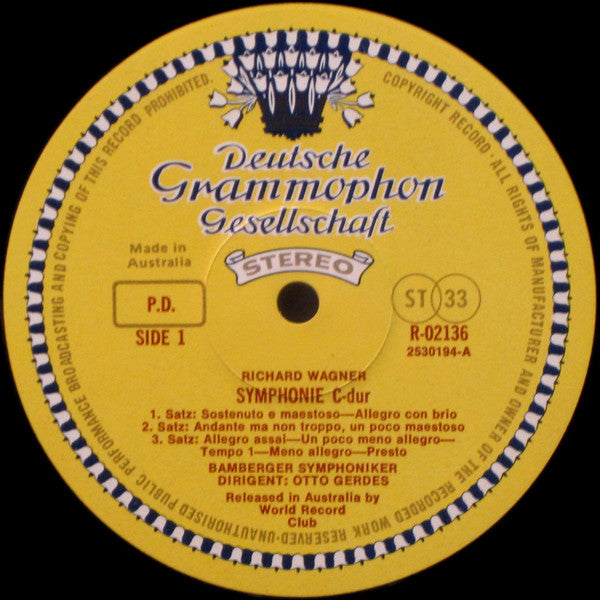 Richard Wagner - Bamberger Symphoniker · Otto Gerdes : Symphonie C-dur (In C Major) / Ouvertüren: Faust · Rienzi (LP, Album, Club)