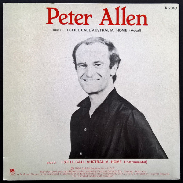 Peter Allen : I Still Call Australia Home (7", Single, Ltd)