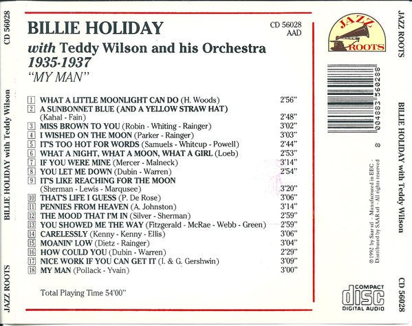Billie Holiday With Teddy Wilson And His Orchestra : 1935-1937 -  My Man  (CD, Comp)
