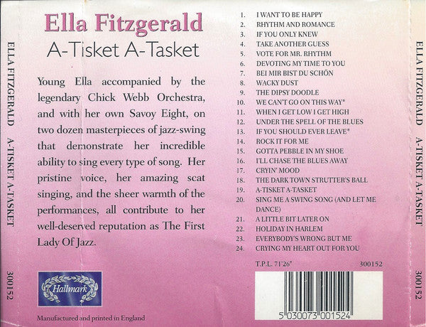 Ella Fitzgerald : A Tisket A Tasket - 24 Swing Standards From The First Lady Of Jazz (CD, Comp)