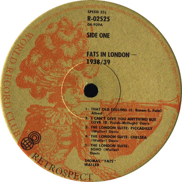 Fats Waller : Fats Waller In London 1938/39 (LP, Comp, Mono, Club, RE)