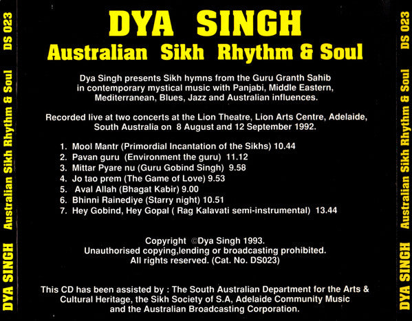 Dya Singh : Australian Sikh Rhythm & Soul (CD, Album)