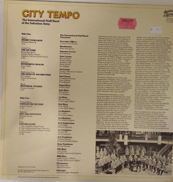 The International Staff Band Of The Salvation Army* : City Tempo (LP)