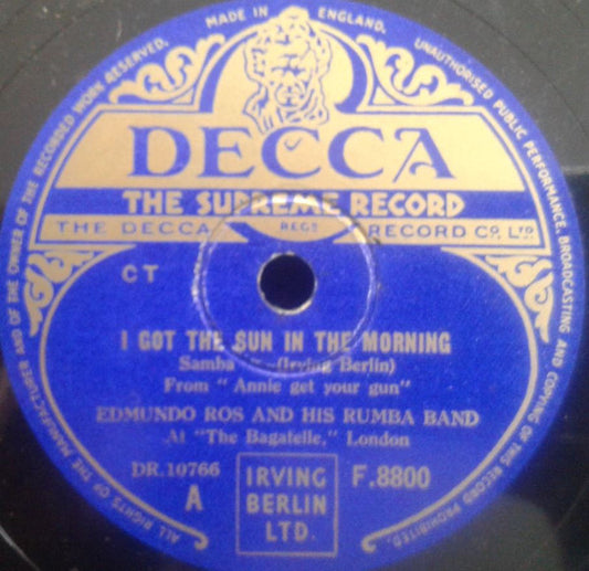 Edmundo Ros And His Rumba Band : I Got The Sun In The Morning / The Coffee Song (Shellac, 10")