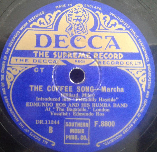 Edmundo Ros And His Rumba Band : I Got The Sun In The Morning / The Coffee Song (Shellac, 10")
