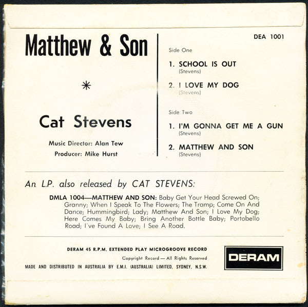 Cat Stevens : Matthew & Son (7", EP)