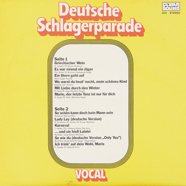 Unknown Artist : Deutsche Schlagerparade Vocal (LP)