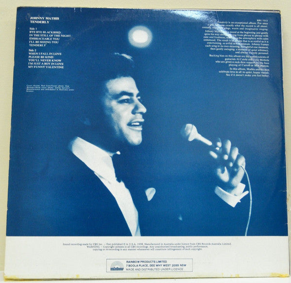 Johnny Mathis : Tenderly (LP, Album, RE)