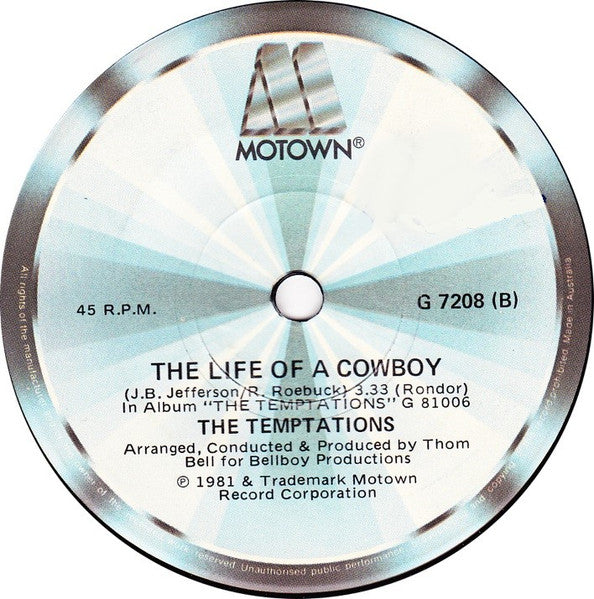 The Temptations : Aiming At Your Heart / The Life Of A Cowboy (7", Single)