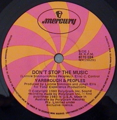 Yarbrough & Peoples : Don't Stop The Music (7")