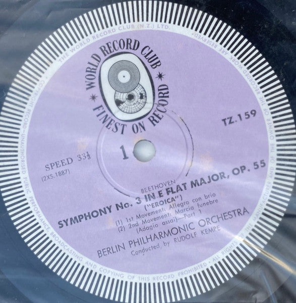 Beethoven* / The Berlin Philharmonic Orchestra* Conducted By Rudolf Kempe : Eroica - Symphony No. 3 In E Flat Major, Op. 55 (LP, Album, Mono, Club)