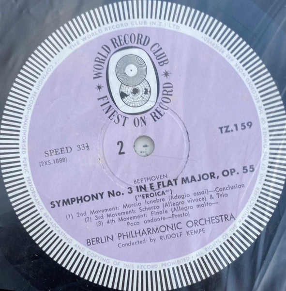 Beethoven* / The Berlin Philharmonic Orchestra* Conducted By Rudolf Kempe : Eroica - Symphony No. 3 In E Flat Major, Op. 55 (LP, Album, Mono, Club)
