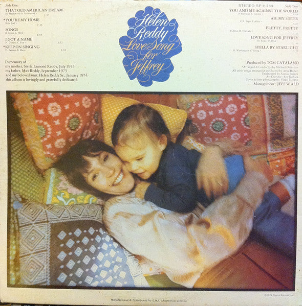 Helen Reddy : Love Song For Jeffrey (LP, Album, Gat)