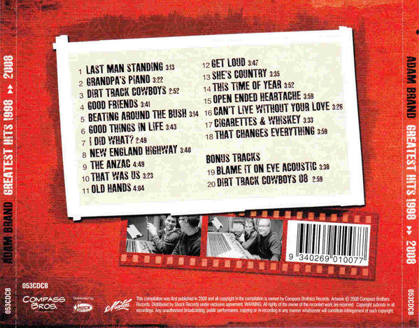 Adam Brand : Greatest Hits 1998-2008 (CD, Album, Comp)