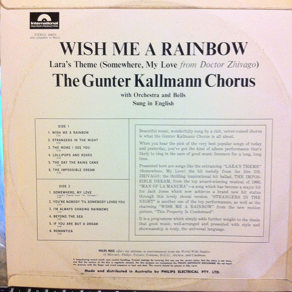 Günter Kallmann Chor : Wish Me A Rainbow (LP)