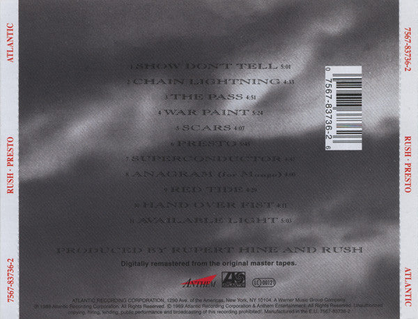 Rush : Presto (CD, Album, RE, RM)
